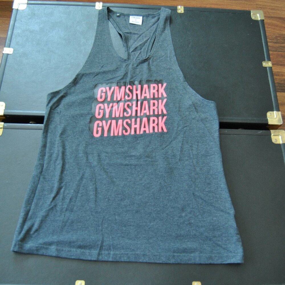 Gymshark Gray w/ Pink Logo Razorback Tank Top Medium